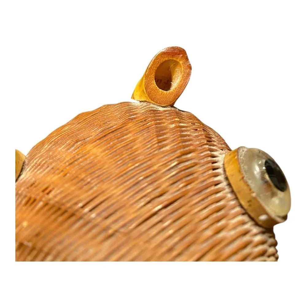 VTG Woven Wicker Rattan OWL BASKET Mini Planter Potpourri Holder‎ Shelf Art 6